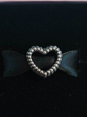 Authentic Pandora Beaded Heart Charm 797516 Sterling Silver